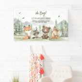 Adventure Begin Woodland Animals Baby Shower Banner (Insitu)
