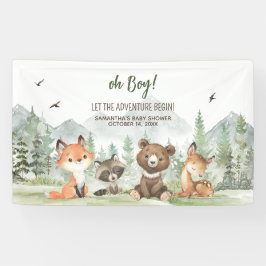 Adventure Begin Woodland Animals Baby Shower Banner