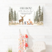 Adventure Begin Woodland Animals Baby Shower Banner (Insitu)