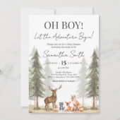 Adventure Begin Woodland Animals Baby Shower Einladung (Vorderseite)