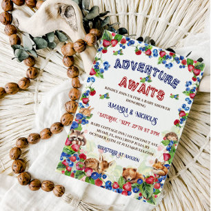 Adventure Begin Woodland Animals Baby Shower Einladung
