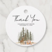 Adventure Begin Woodland Animals Baby Shower Round Geschenkanhänger (Vorderseite)