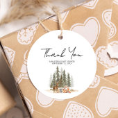 Adventure Begin Woodland Animals Baby Shower Round Geschenkanhänger