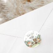 Adventure Begin Woodland Animals Baby Shower Runder Aufkleber