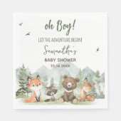 Adventure Begin Woodland Animals Baby Shower Serviette (Vorderseite)
