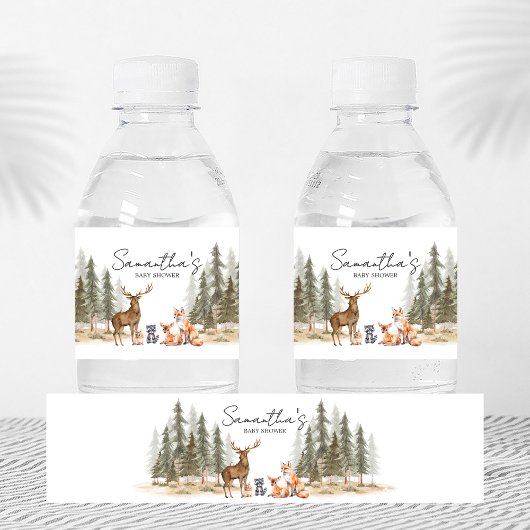 Adventure Begin Woodland Animals Baby Shower Wasserflaschenetikett