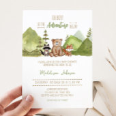 Adventure Begin Woodland Babydusche Einladung