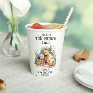 Adventure Begin Woodland Babydusche Pappbecher