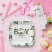 Adventure Begin Woodland Bear Baby Boy Dusche Pappteller (Party)