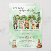 Adventure Begin Woodland GenderNeutral Baby Shower Einladung (Vorne/Hinten)