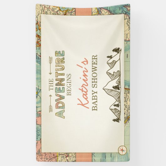 Adventure beginnt Party Banner Weltkarte (Vertikal)