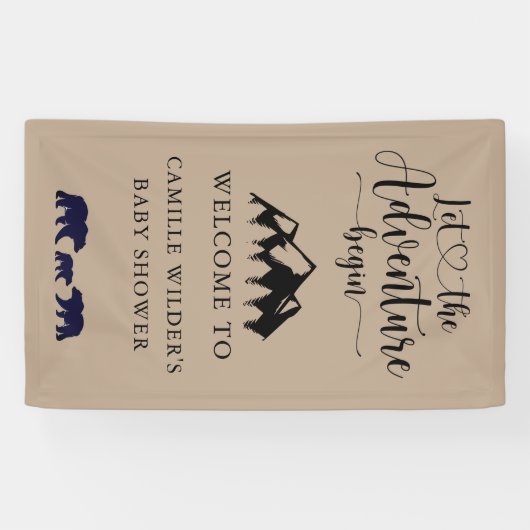 Adventure beginnt Rustic Kraft Baby Dusche Willkom Banner (Horizontal)