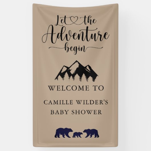 Adventure beginnt Rustic Kraft Baby Dusche Willkom Banner (Vertikal)