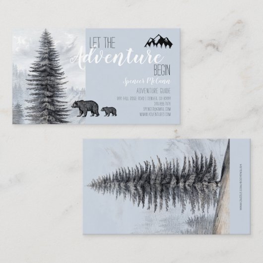 Adventure beginnt Rustic Woods Adventure Guide Visitenkarte (Vorne/Hinten)