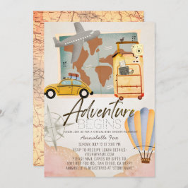 Adventure beginnt Travel Pink Virtual Baby Shower Einladung