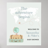 Adventure beginnt World Map Baby Shower Willkommen Poster (Vorne)