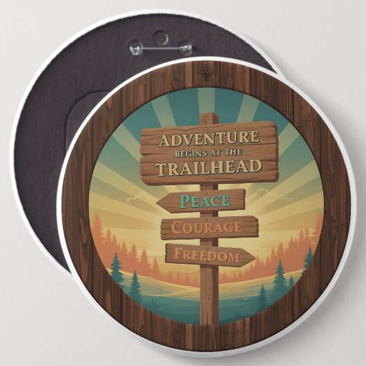 Adventure Begins at the Trailhead Button (Vorne & Hinten)