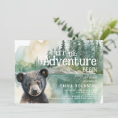 Adventure Begins Baby Bear Cub Baby Dusche Einladung (Stehend Vorderseite)