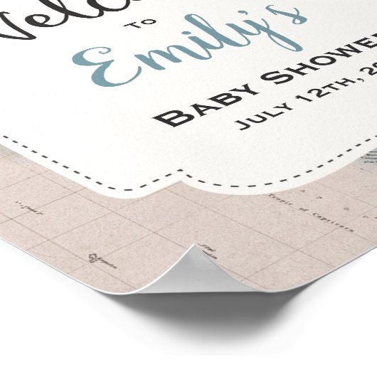 Adventure Begins Baby Dusche Begrüßungszeichen Poster (Ecke)