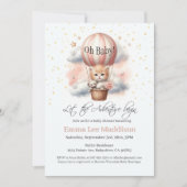 Adventure Begins Baby Kitten Heißluftballon Einladung (Vorderseite)