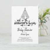 Adventure Begins Baby Shower Einladung (Stehend Vorderseite)