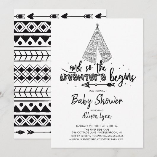 Adventure Begins Baby Shower Einladung (Vorne/Hinten)