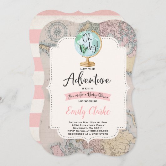 Adventure Begins Baby Shower Einladung Karte Dusch (Vorne/Hinten)