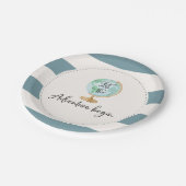 Adventure Begins Baby Shower Paper Plate 7" Pappteller (Schrägansicht)