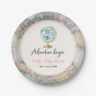 Adventure Begins Baby Shower Paper Plate 7" Pappteller