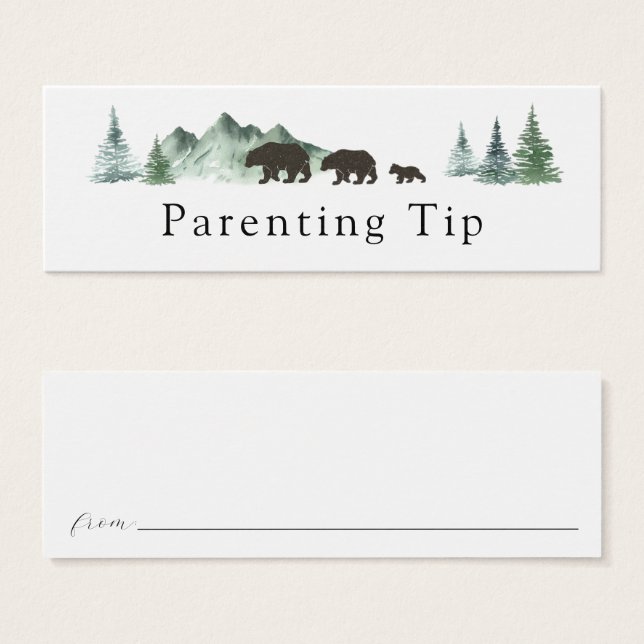 Adventure Begins Bear Parenting Tip Card (Vorne & Hinten)