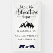 Adventure Begins Bears Rustic Baby Dusche Willkomm Banner (Vertikal)
