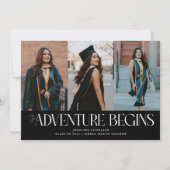Adventure Begins Black Grad Multi Photo Ankündigung (Vorderseite)