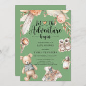 Adventure Begins Boho Baby Dusche Grün Einladung (Vorne/Hinten)