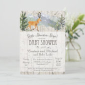 Adventure Begins Deer Birch Baby Shower Einladung (Stehend Vorderseite)