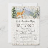 Adventure Begins Deer Birch Baby Shower Einladung (Vorderseite)