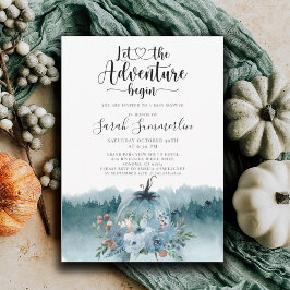Adventure Begins Dusty Blue Baby Shower Einladung