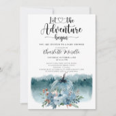 Adventure Begins Dusty Blue Pumpkin Baby Shower Einladung (Vorderseite)