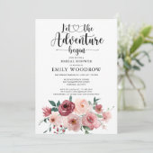 Adventure Begins Floral Brautparty Einladung (Stehend Vorderseite)