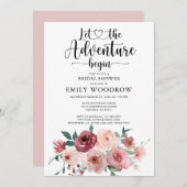 Adventure Begins Floral Brautparty Einladung (Vorne/Hinten)