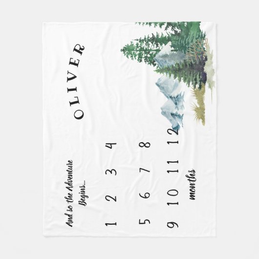 Adventure Begins Forest Baby Milestone Blanket Fleecedecke (Vorderseite)