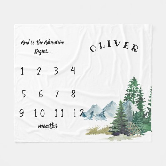 Adventure Begins Forest Baby Milestone Blanket Fleecedecke (Vorderseite (Horizontal))