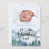 Adventure Begins Foto Birth Ankündigung (Vorderseite)