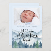 Adventure Begins Foto Birth Ankündigung (Vorne/Hinten)