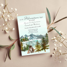 Adventure Begins Girl Lynx Rustic Baby Dusche