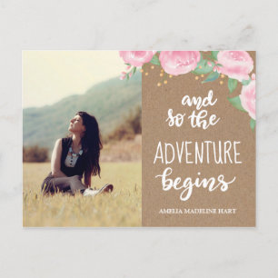 Adventure Begins Graduate   Save the Date Foto Postkarte