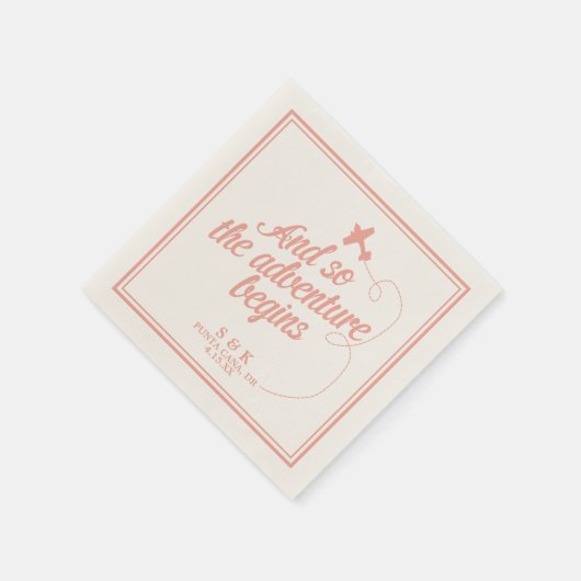 Adventure Begins | Hochzeit in Urlaubsort - Rosa Serviette (Ecke)