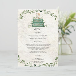 Adventure Begins Luggage Green Map Wedding Menu Programm