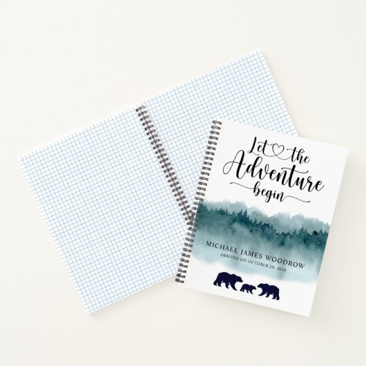 Adventure Begins Mountains Bears Baby Journal Notizblock (Innenseite)