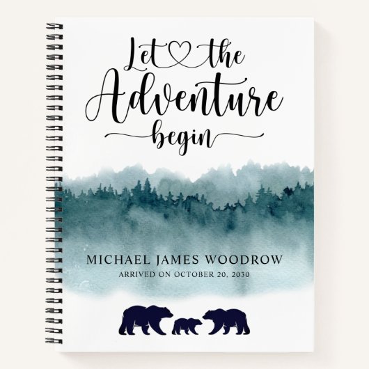 Adventure Begins Mountains Bears Baby Journal Notizblock (Vorderseite)