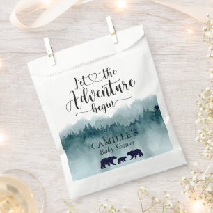Adventure Begins Mountains Bears Baby Shower Bevor Geschenktütchen